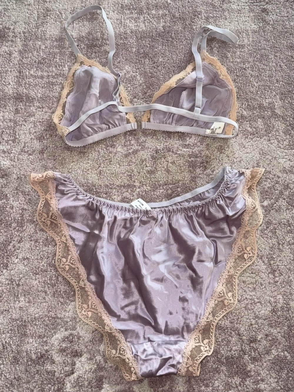 Christian Dior Vintage Women’s 34 Med. Purple Bra Bottom Silk Lace Lingerie Set - Picture 3 of 10